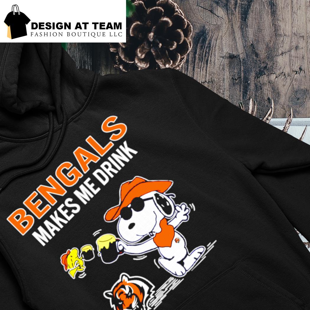 Bengals Snoopy Make Me Drink shirt, hoodie, sweater, long sleeve