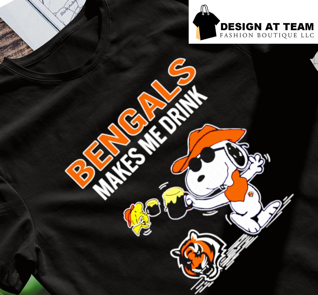 Snoopy and Woodstock Cincinnati Bengals makes me drink beer shirt, hoodie,  sweater and v-neck t-shirt