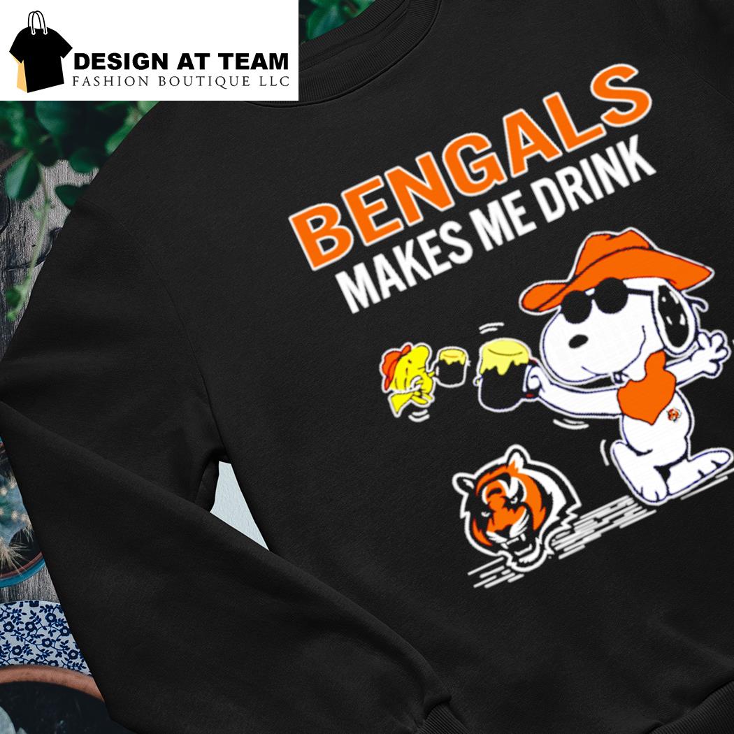 Bengals Snoopy Make Me Drink shirt, hoodie, sweater, long sleeve and tank  top