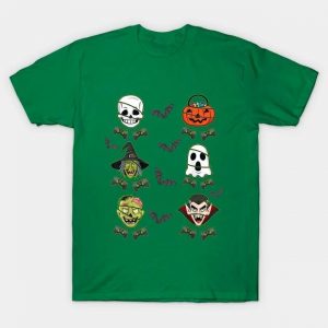 Halloween skeleton gaming witch vampire zombie t-shirt