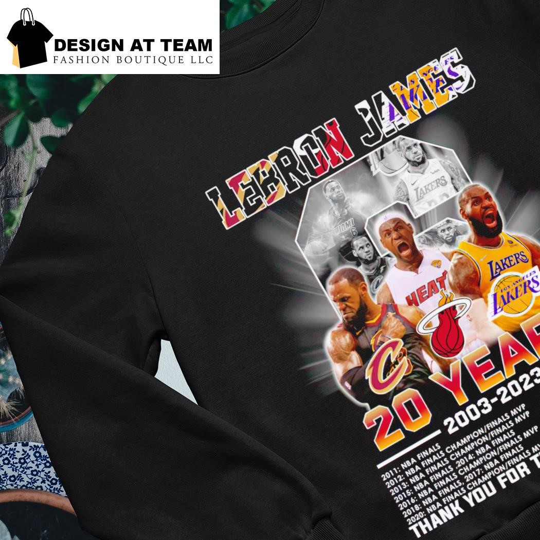 Lebron James signature 2003 – 2023 thank you for the memories t-shirt,  hoodie, sweater, long sleeve and tank top