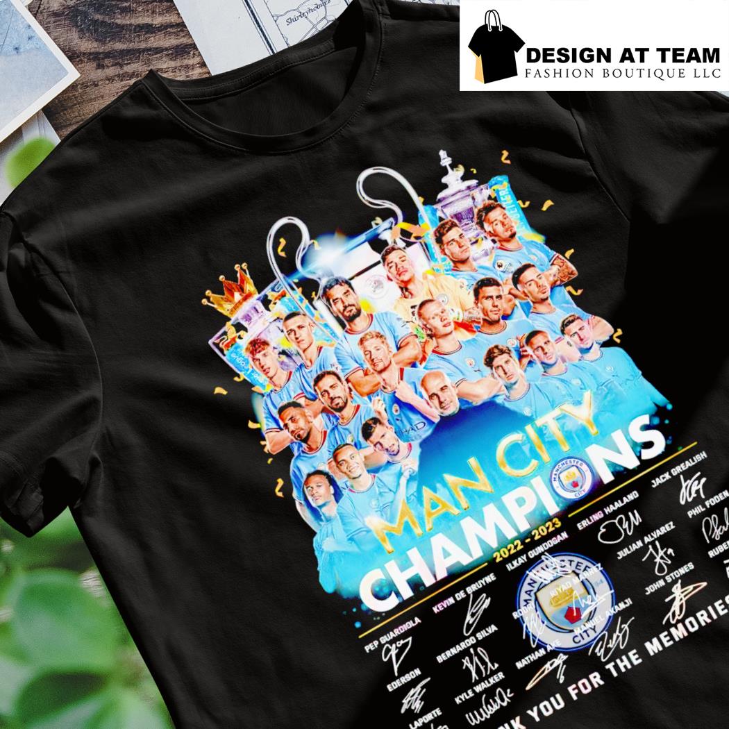 Udvalg acceptabel logik Man City Champions 2022 – 2023 signature thank you for the memories t-shirt,  hoodie, sweater, long sleeve and tank top
