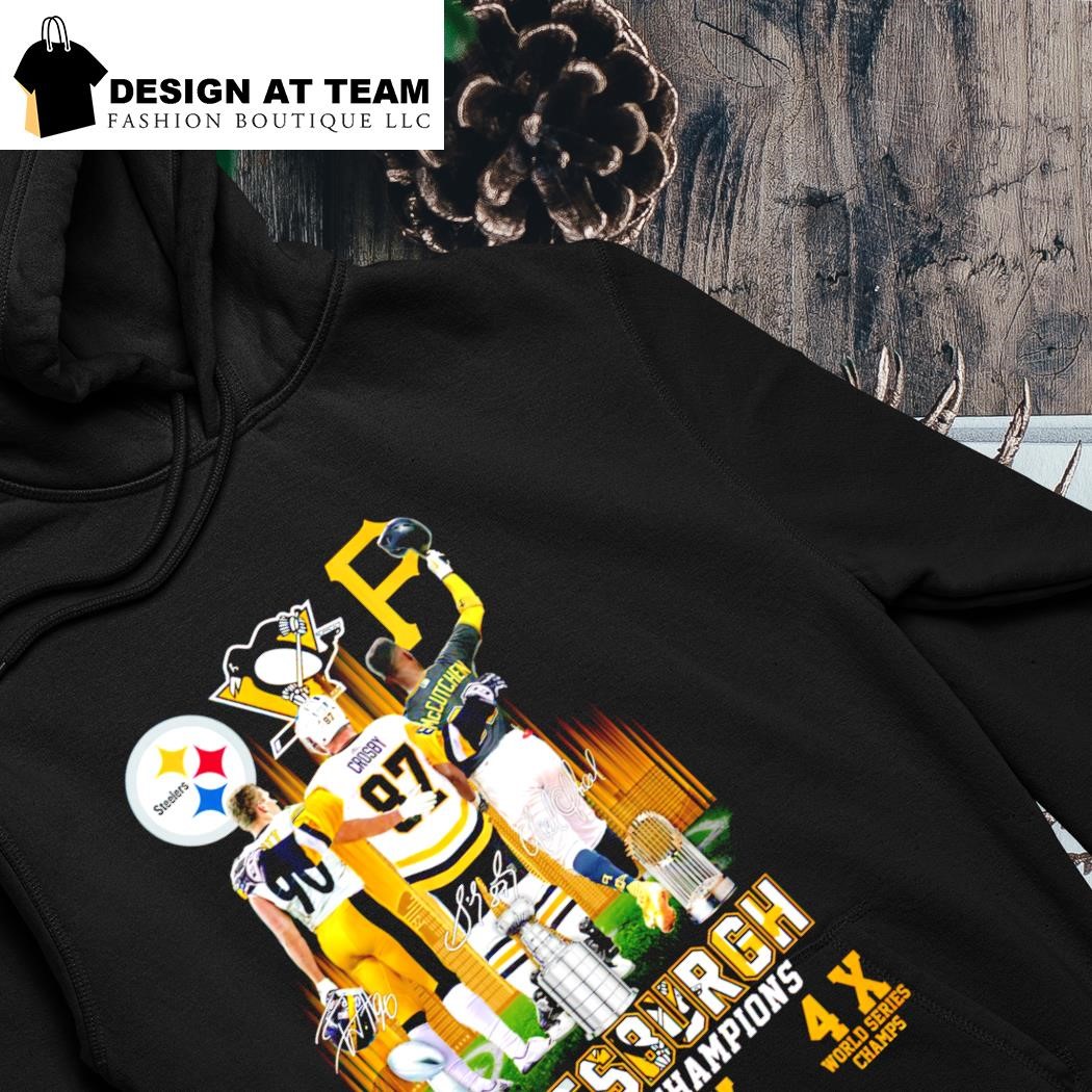 Pittsburgh city of champions steelers penguins pirates shirt, hoodie,  sweater, long sleeve and tank top