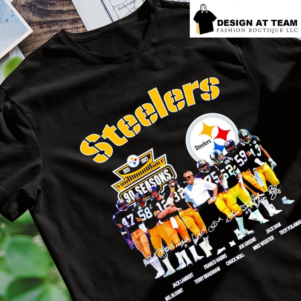 90 years of 1933-2023 Pittsburgh Steelers thank you for the memories  signatures shirt, hoodie, sweater, long sleeve and tank top