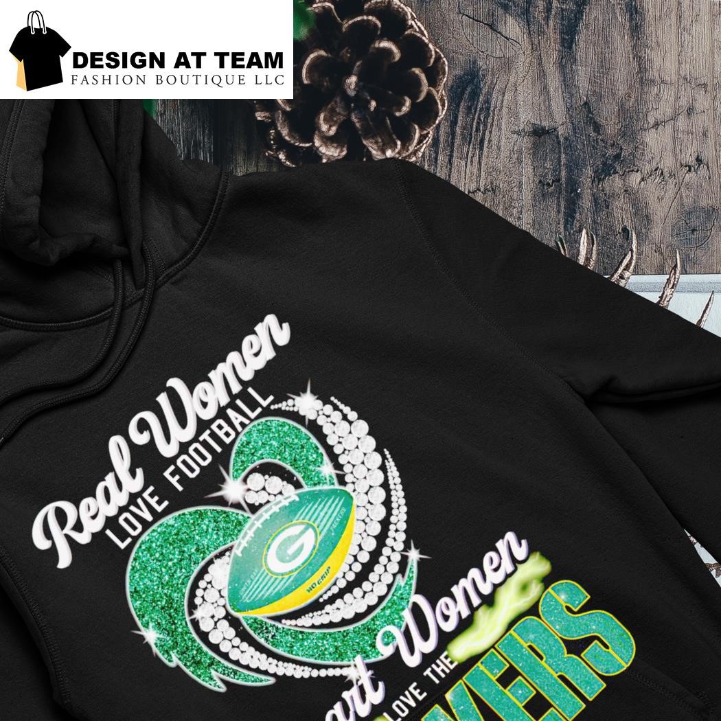 Real women love football smart women love the Green Bay Packers diamond  heart logo 2023 shirt, hoodie, sweater, long sleeve and tank top