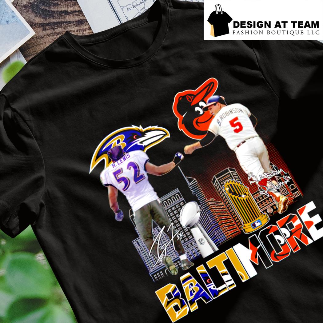 Baltimore Ravens Orioles Lewis And Robinson City Champions Signatures Shirt  - Shibtee Clothing