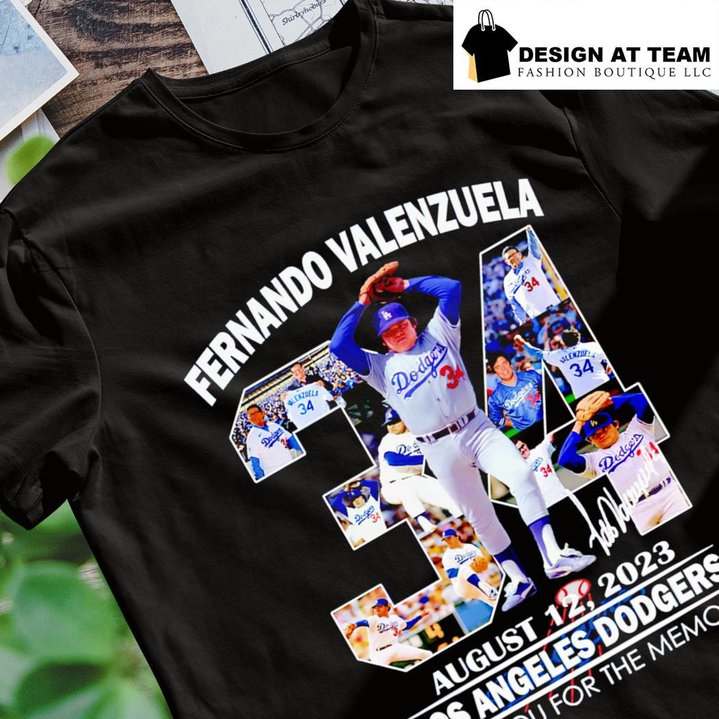 Official fernando Valenzuela august 12,2023 Los Angeles Dodgers thank you  for the memories signature shirt, hoodie, sweater, long sleeve and tank top