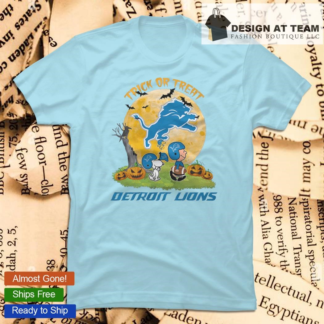 Detroit Lions Shirt Snoopy Trick Or Treat Halloween - High-Quality