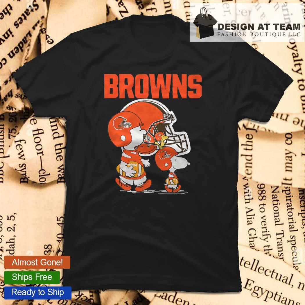 Snoopy And Friends Walking Cleveland Browns Shirt - High-Quality