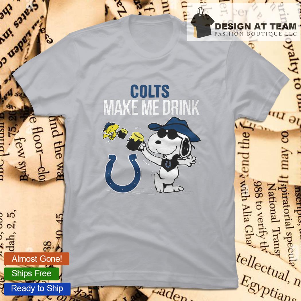 Colts Snoopy Make Me Drink shirt, hoodie, sweater, long sleeve and tank top