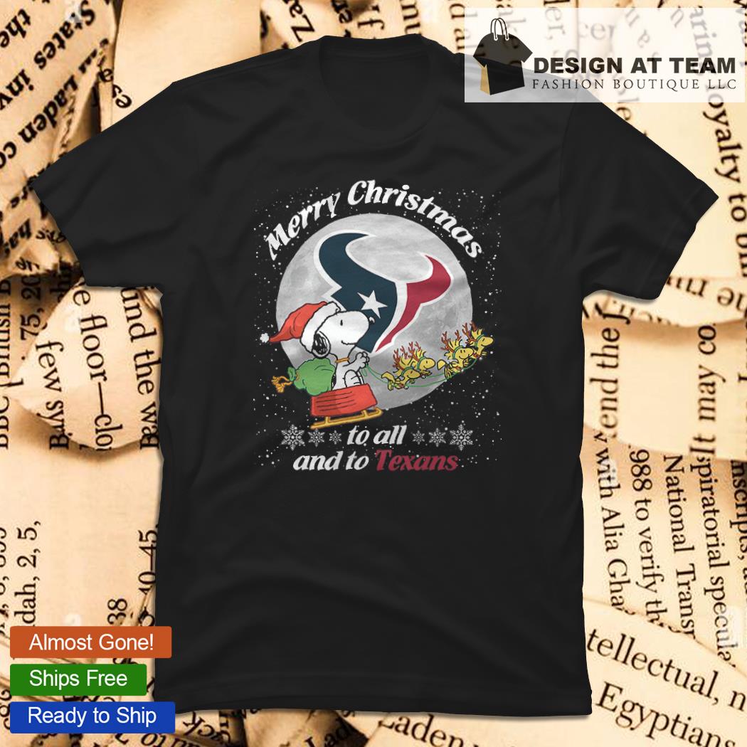 Snoopy and Woodstock Merry Christmas To All And To Houston Texans T-shirt,  hoodie, sweater, long sleeve and tank top