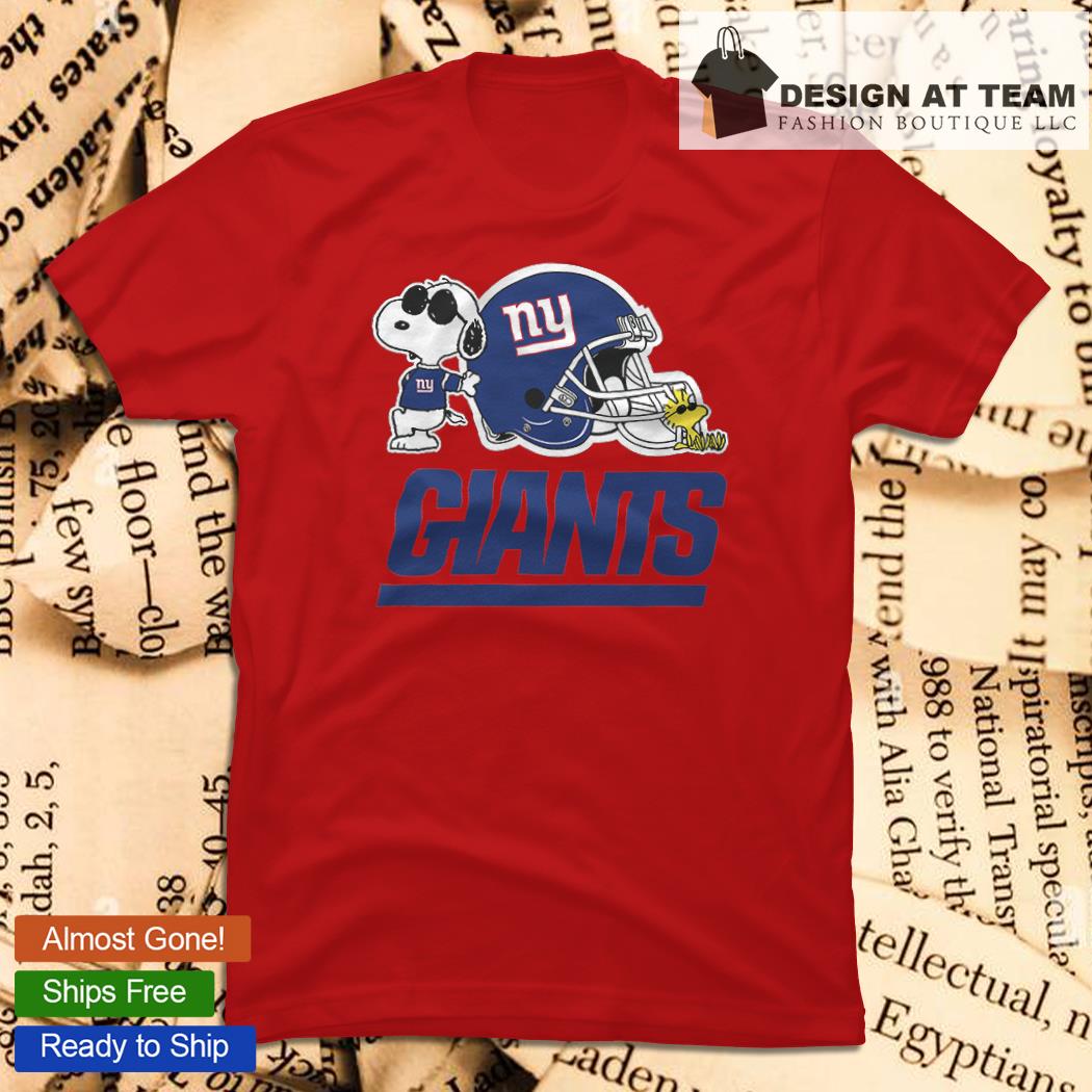 New York Giants Snoopy And Woodstock Helmet Shirt - High-Quality