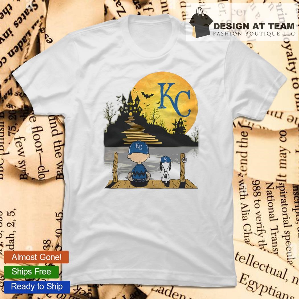 Peanuts Snoopy Charlie Brown Kansas City Royals Sitting Under Moon