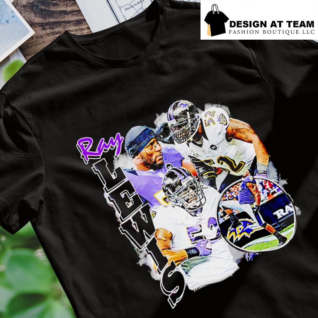 Ray Lewis Baltimore Ravens Football Black Crew T-Shirt S-5XL