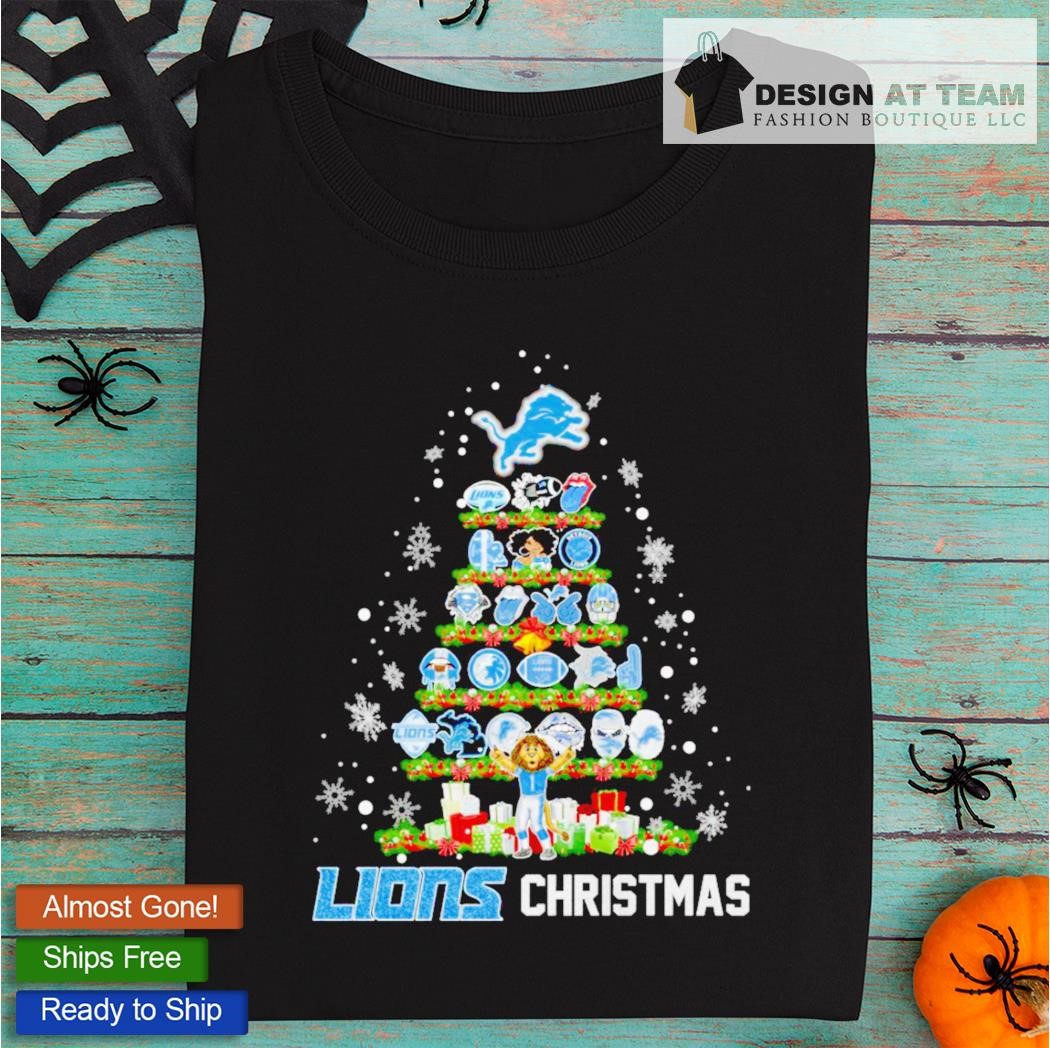 Detroit Lions christmas pine tree logo shirt, hoodie, sweater, long sleeve  and tank top