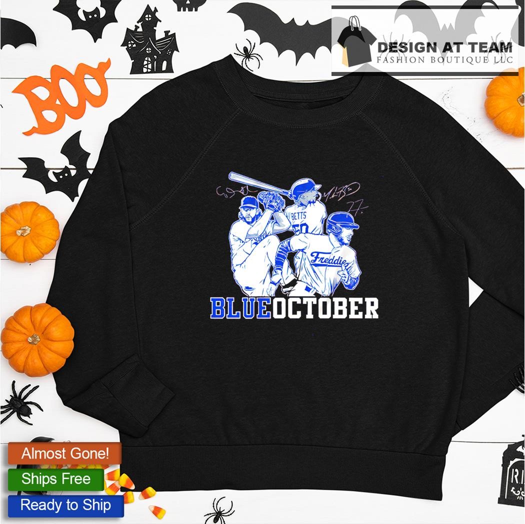 Mookie Betts, Freddie Freeman, & Clayton Kershaw: Blue October, Adult T-Shirt / Small - MLB - Sports Fan Gear | breakingt