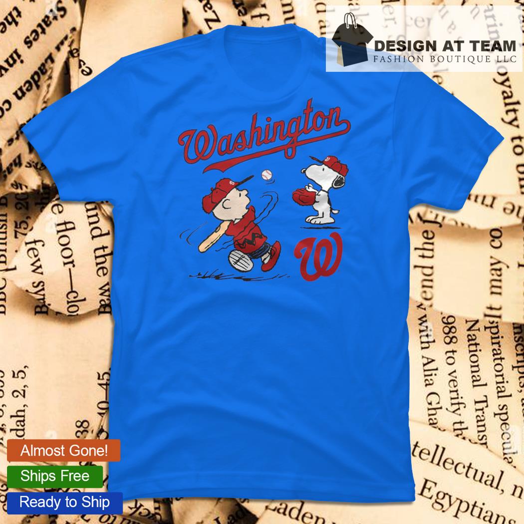 Peanuts Charlie Brown And Snoopy Playing Baseball Washington Nationals Shirt  - Peanutstee