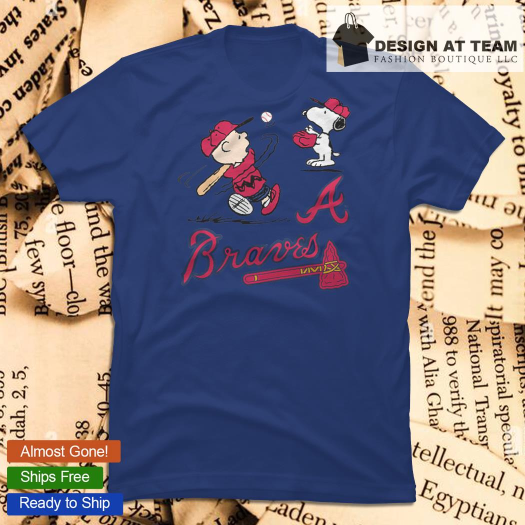 Charlie Brown And Snoopy Playing Baseball Atlanta Braves Mlb 2023 T-shirt,Sweater,  Hoodie, And Long Sleeved, Ladies, Tank Top