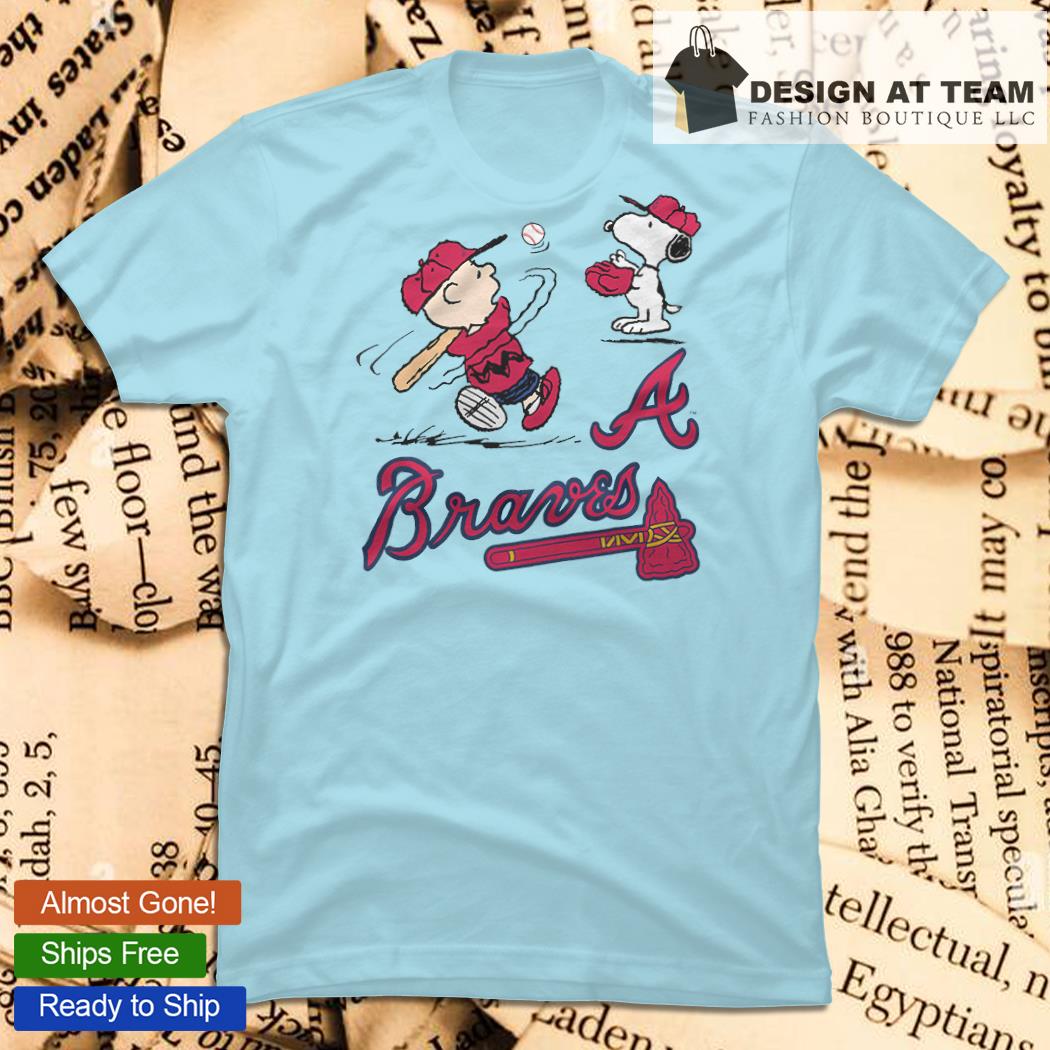 Peanuts Charlie Brown And Snoopy Playing Baseball Atlanta Braves