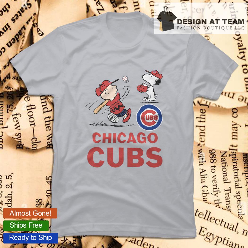 Peanuts Charlie Brown And Snoopy Playing Baseball Chicago Cubs T