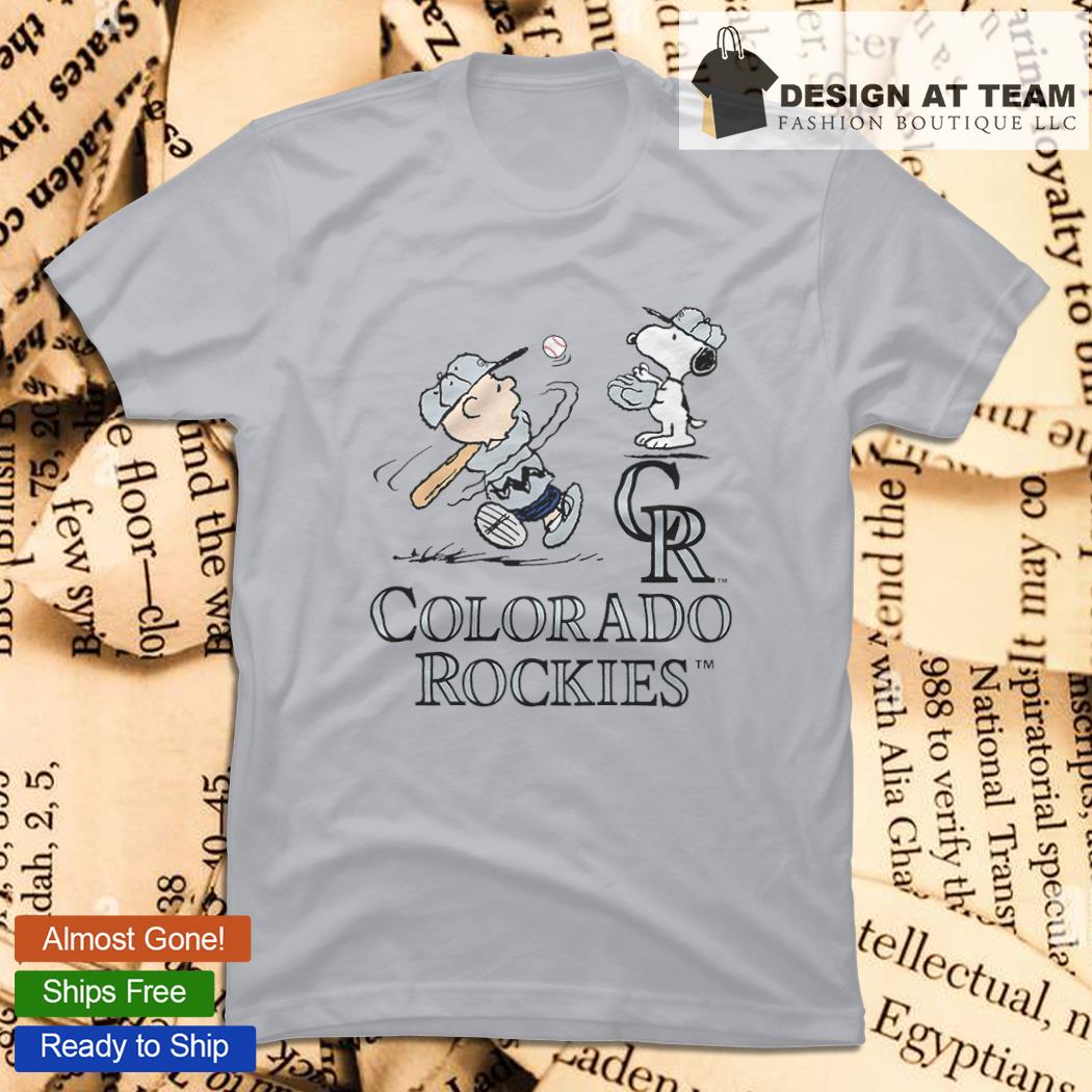 Peanuts Charlie Brown And Snoopy Playing Baseball Colorado Rockies shirt,sweater,  hoodie, sweater, long sleeve and tank top
