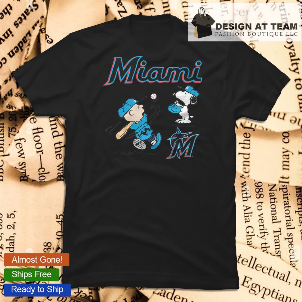 Peanuts Charlie Brown And Snoopy Playing Baseball Miami Marlins shirt,sweater,  hoodie, sweater, long sleeve and tank top