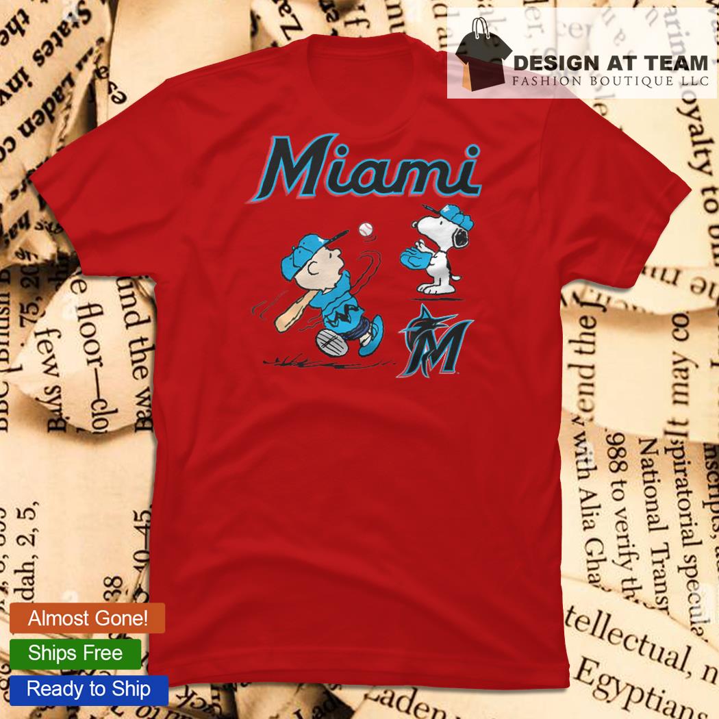 Peanuts Charlie Brown And Snoopy Playing Baseball Miami Marlins Shirt -  Peanutstee