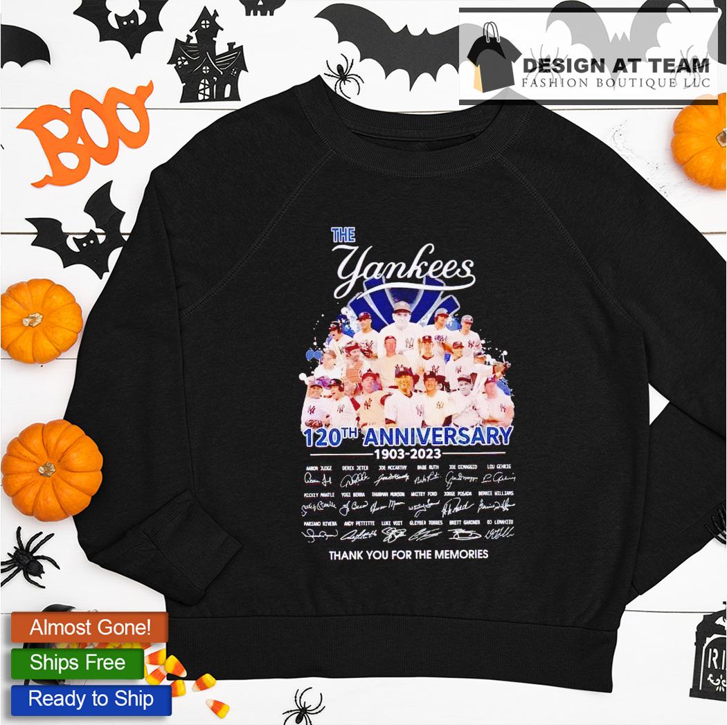 New York Yankees 120th anniversary 1901 2021 thank you for the memories  signatures shirt, hoodie, sweater, long sleeve and tank top