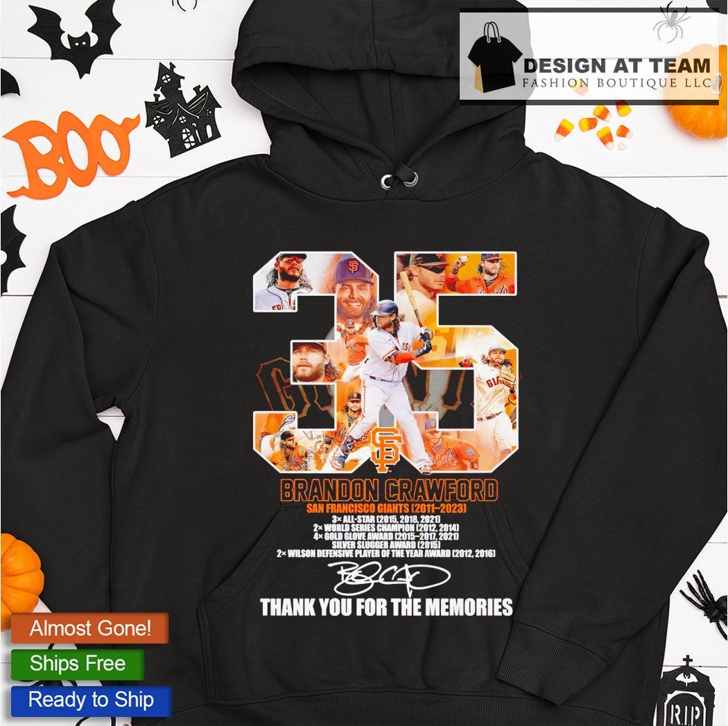 Official 35 brandon crawford san francisco giants 2011 2023 thank you for  the memories signature T-shirt, hoodie, tank top, sweater and long sleeve  t-shirt