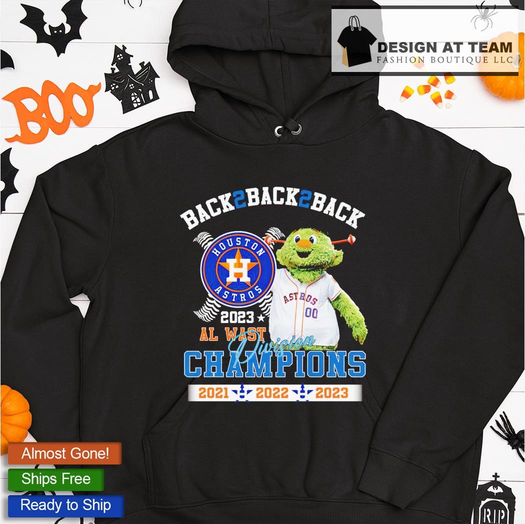 Houston Astros Mascot Back To Back To Back 2021 2022 2023 Al West Division Champions  Shirt, hoodie, longsleeve, sweatshirt, v-neck tee