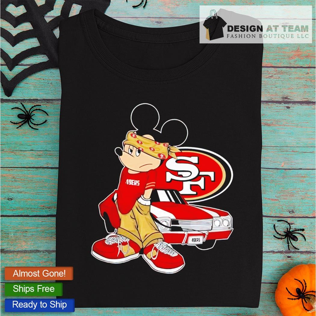 I Love The 49ers Mickey Mouse San Francisco 49ers Women's V-Neck T-Shirt 