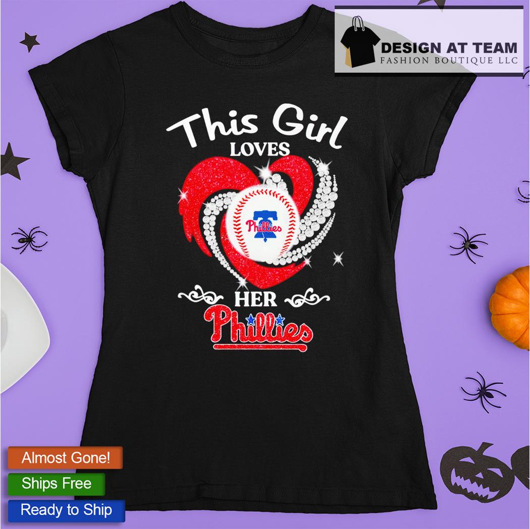 This girl loves her Philadelphia Phillies baseball shirt, hoodie