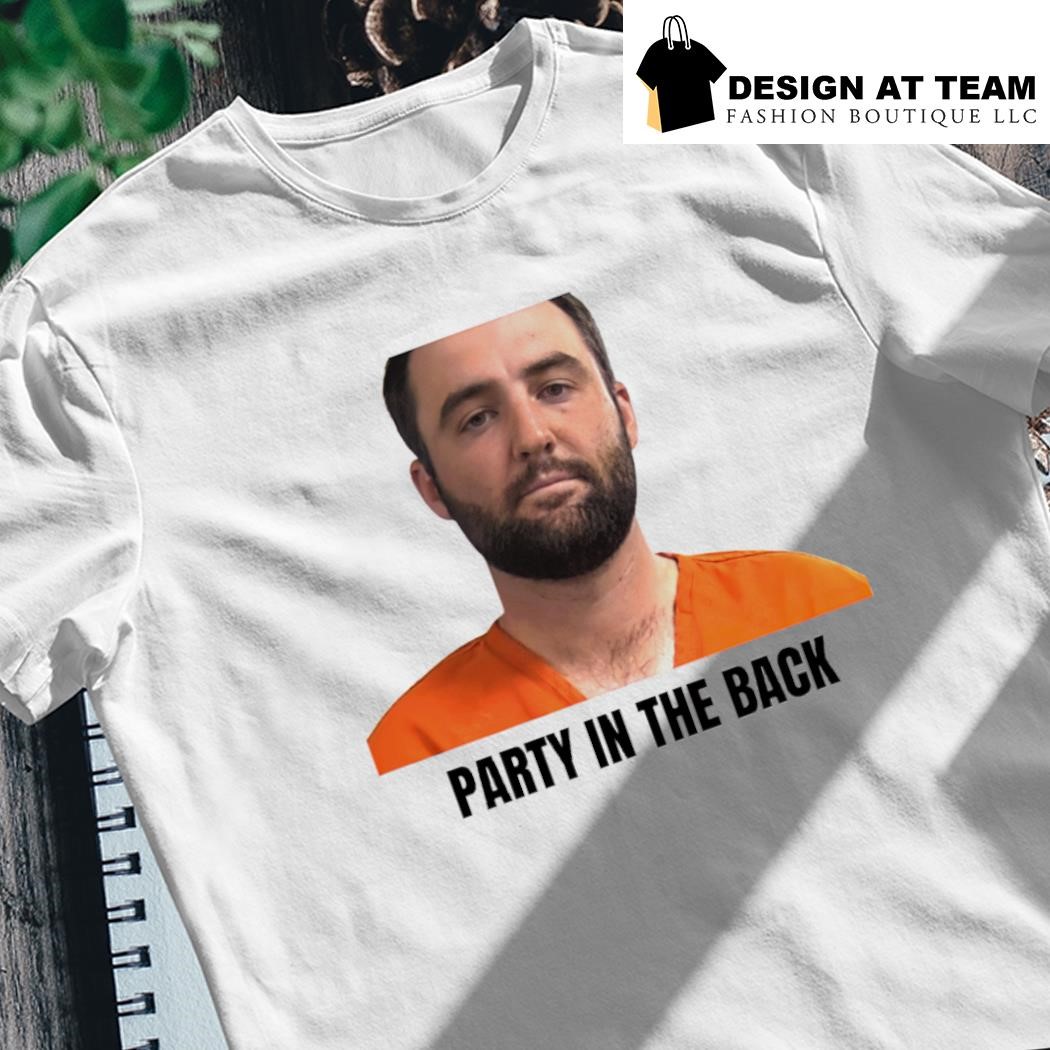 Scottie Scheffler Mugshot party in the back shirt