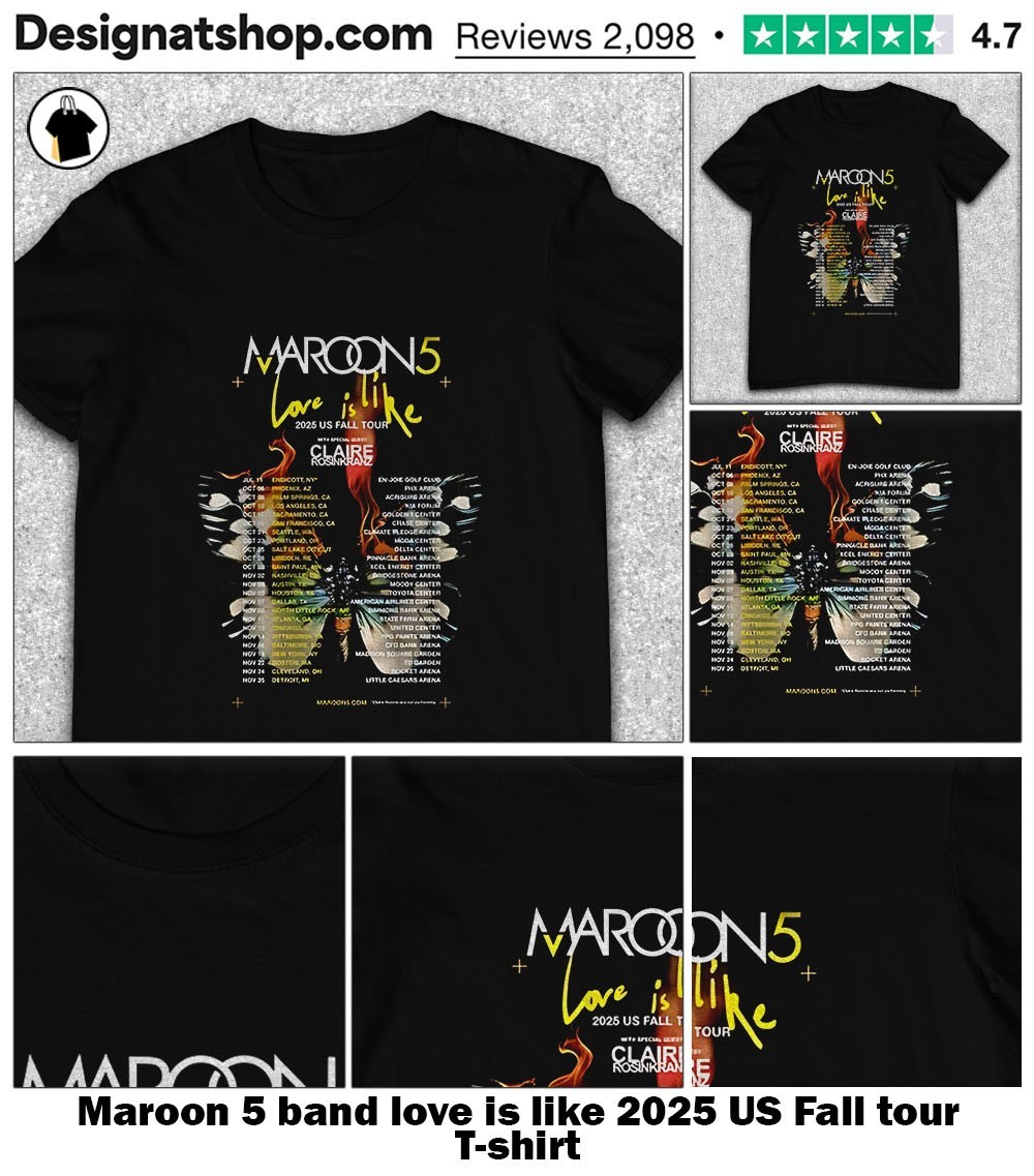 Maroon 5 北米ツアー Tシャツ Lサイズ Maroon 5 band love is like 2025 US Fall tour shirt, hoodie