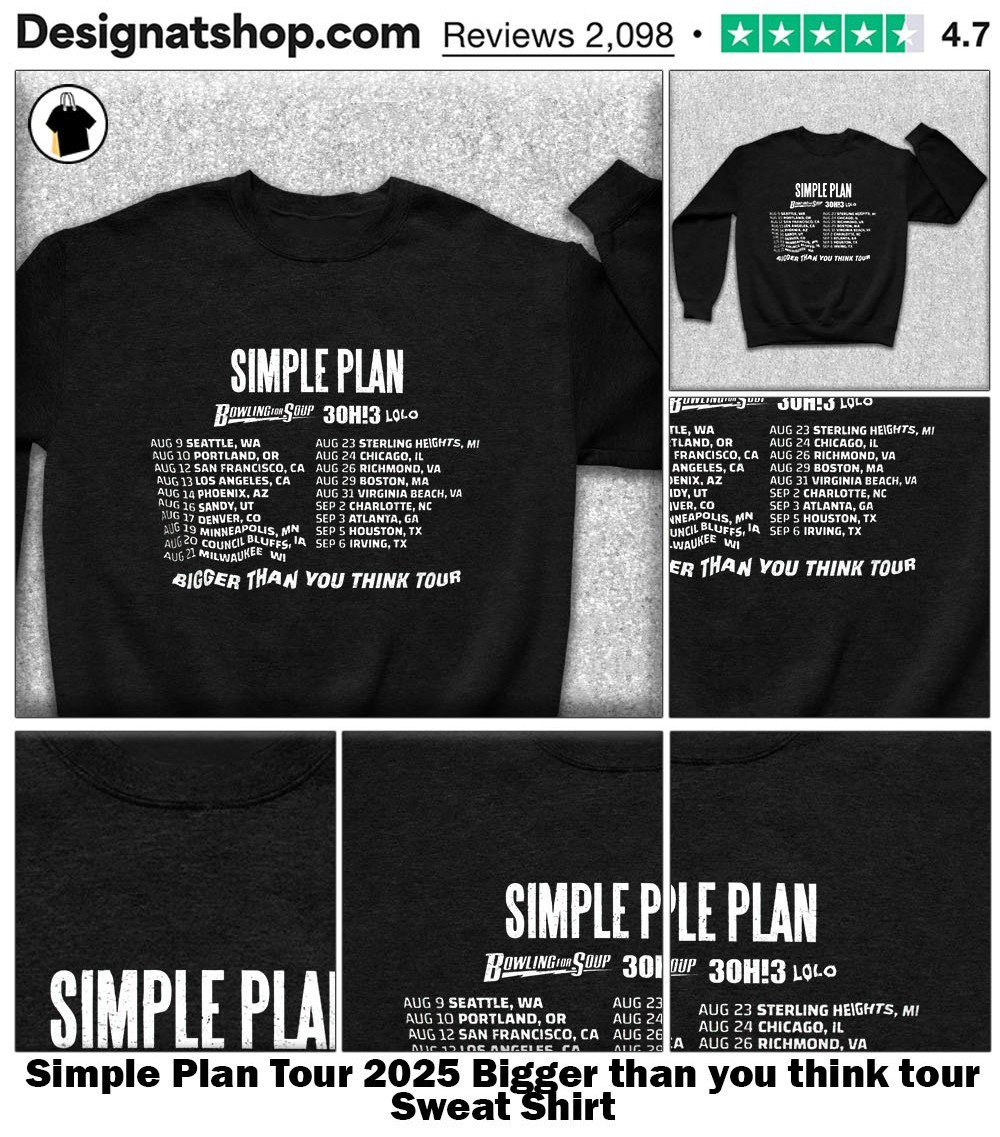 Simple Plan Tour 2025 Bigger than you think tour shirt